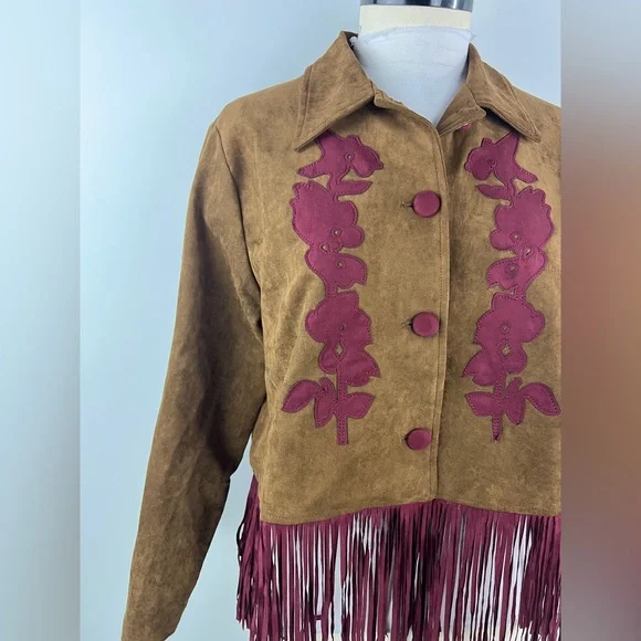 💚 3432. Western Fringe Button Front Jacket - Picture 5 of 8